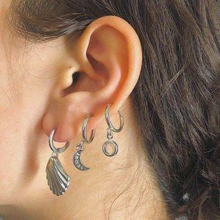 Set Of 3: Rhinestone Drop Earring Set Of 3 - Silver - One Size