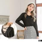 Cutout Strappy Back V-neck T-shirt
