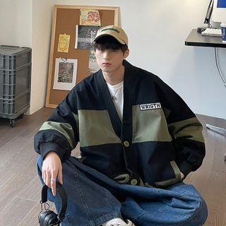 Panel Lettering Button-up Jacket