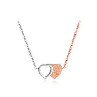 Fashion Romantic Plated Rose Gold 316l Stainless Steel Two-tone Heart Necklace Rose Gold - One Size
