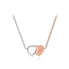 Fashion Romantic Plated Rose Gold 316l Stainless Steel Two-tone Heart Necklace Rose Gold - One Size