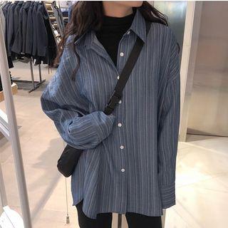 Stripe Shirt/ Boot Cut Cropped Pants