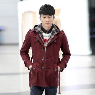 Detachable Hood Trench Coat