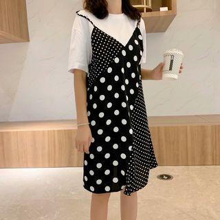 Mock Two Piece Short-sleeve Dress / Midi Dress