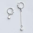 925 Sterling Silver Non-matching Mini Hoop Drop Earring 1 Pair - S925 Silver - Earrings - Silver - One Size