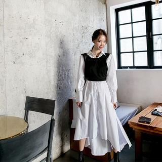 Set: Backless Vest + Maxi Shirtdress