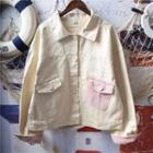 Corduroy Panel Shirt Jacket Almond Beige - One Size