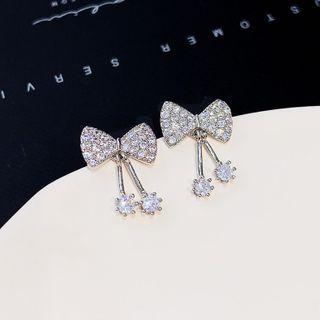 Rhinestone Bow Stud Earring 1 Pair - One Size