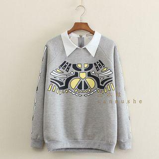 Print Mock Two-piece Pullover