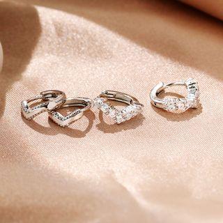 Rhinestone V Shape Hoop Earring