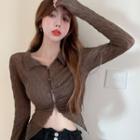 Asymmetrical Cropped Top Coffee - One Size