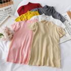 Mock-neck Short-sleeve Knit Top In 7 Colors