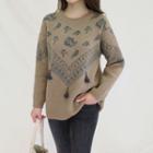 Tassel-detail Patterned Sweater