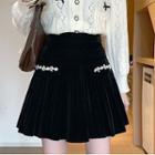 High-waist Velvet A-line Mini Skirt