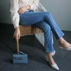 Pointy-toe Perforated-detail Mules
