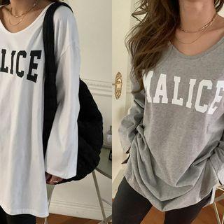 Drop-shoulder Long Letter T-shirt