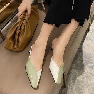 Color Block Low Heel Mules