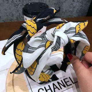Printed Bow Headband Off-white - One Size