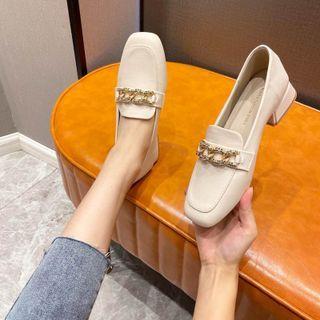 Chain Block Heel Loafers