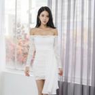 Off-shoulder Chiffon-trim Lace Minidress