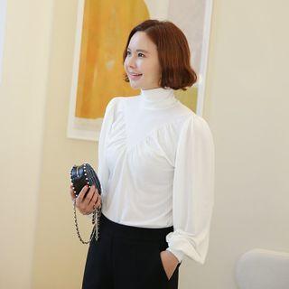 Turtle-neck Ruched Top