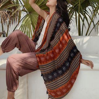 Patterned Scarf Blue & Red - One Size