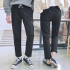 Couple Drawstring-waist Straight-cut Pants