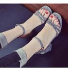 Strappy Block-heel Square-toe Sandals