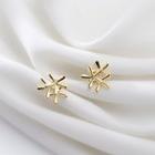 Flower Sterling Silver Earring 1 Pair - S925 Silver - Gold - One Size