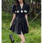 Puff-sleeve Floral Blazer Dress
