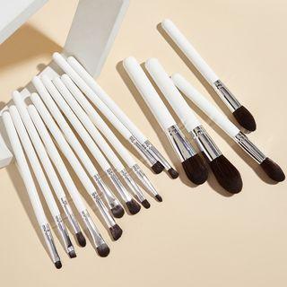 Set Of 15: Makeup Brush 15 Pcs - White & Silver - One Size