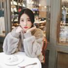 Crew-neck Faux-fur Top