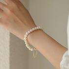 Freshwater Pearl Magnetic Bracelet 1pc - Gold & White - One Size