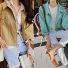 Metallic-button Colored Trucker Jacket