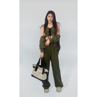 Lace Up Camisole Top / Zip Jacket / Sweatpants