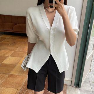 Short-sleeve Plain Cardigan / Shorts / Boot-cut Pants
