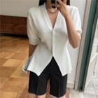 Short-sleeve Plain Cardigan / Shorts / Boot-cut Pants