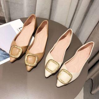 Buckle Pointy-toe Dorsay Flats