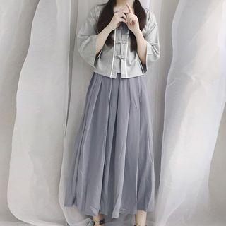 Traditional Chinese 3/4-sleeve Top / Midi Skirt / Set