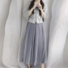 Traditional Chinese 3/4-sleeve Top / Midi Skirt / Set