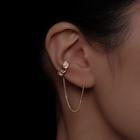 Chain Stud Earring With Ear Cuff 1 Pc - Gold - One Size