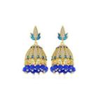 Fashion Vintage Plated Gold Ethnic Geometric Wind Chimes Tassel Earrings With Blue Cubic Zirconia Silver - One Size