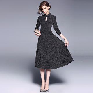 Keyhole Front A-line Midi Dress