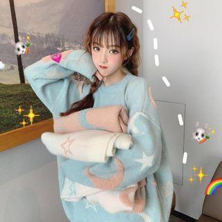 Crescent Star Print Sweater