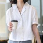 Short-sleeve Notch Lapel Blouse