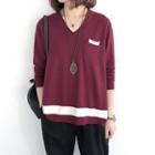 Hooded Two-tone Knit Top