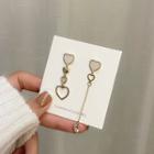 Asymmetrical Heart Drop Earring Stud Earring - 1 Pair - S925 Silver Stud - Asymmetrical - Gold - One Size