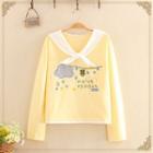 Lapel Bear Embroidered Mock Two Piece Hoodie Yellow - One Size