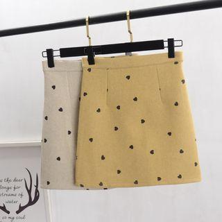Heart Print Mini A-line Skirt