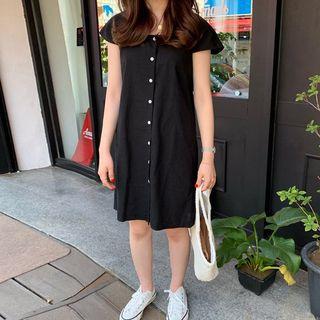 Square Neck Cap-sleeve A-line Dress